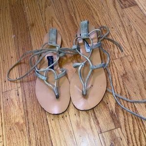 Steve Madden Size 6 Tan Faux Sueda Lace Up Sandal